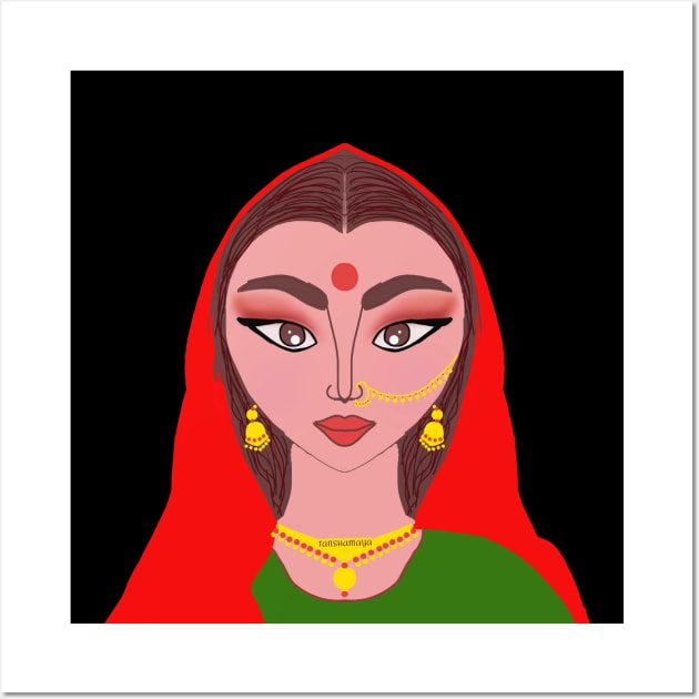 Indian Women Graphic Design Wall Art by TANSHAMAYA